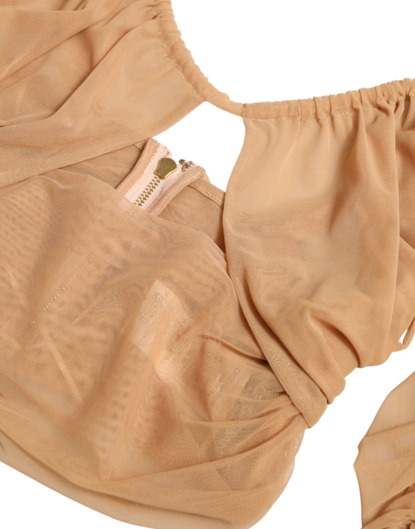Elegante top corto a maniche lunghe marrone