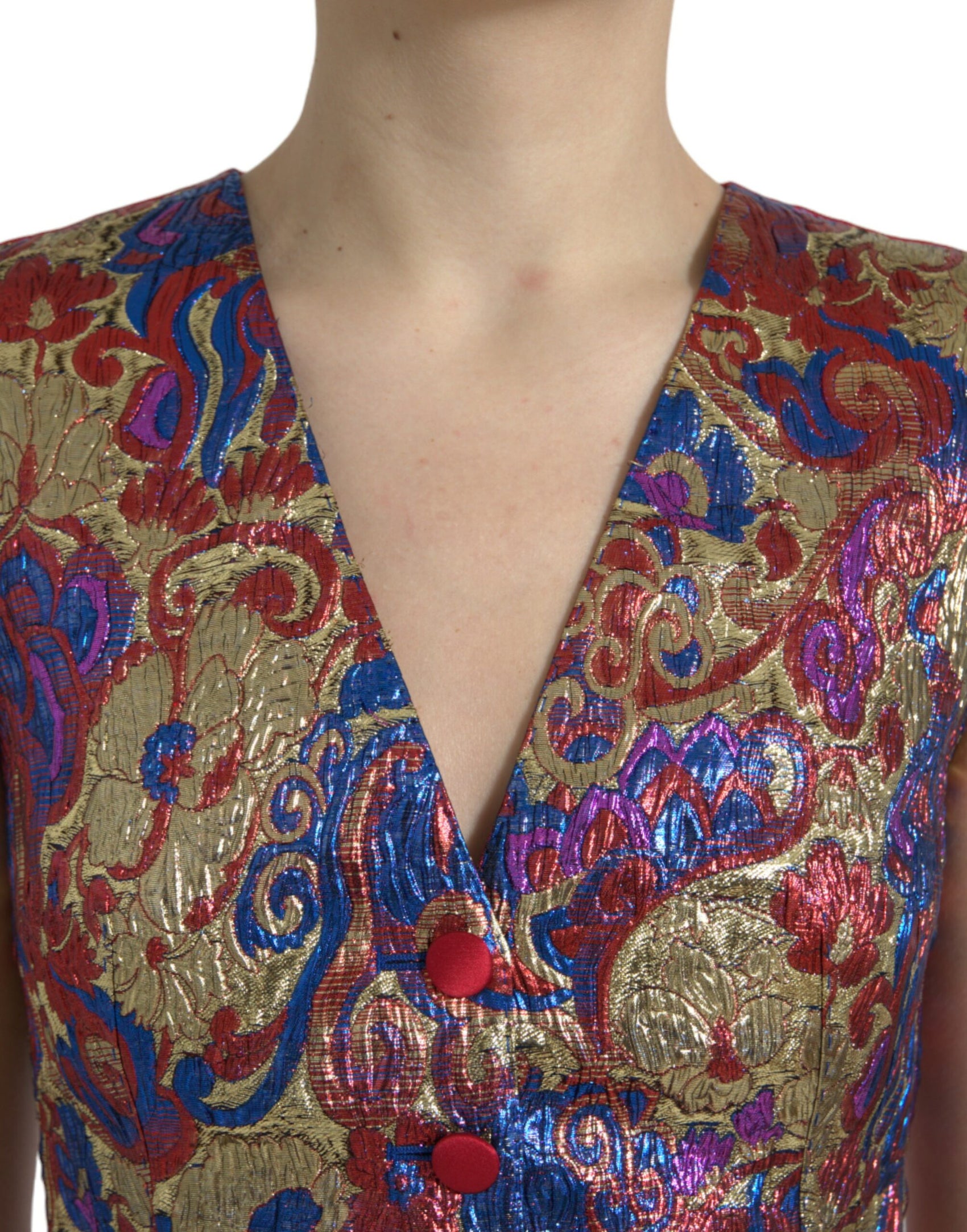 Gilet gilet jacquard con stampa floreale multicolore