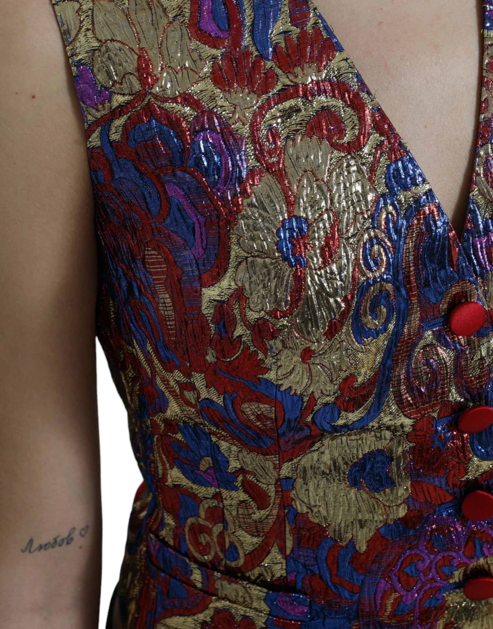 Gilet gilet jacquard con stampa floreale multicolore