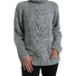 Elegante maglione dolcevita in misto cashmere grigio