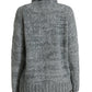 Elegante maglione dolcevita in misto cashmere grigio