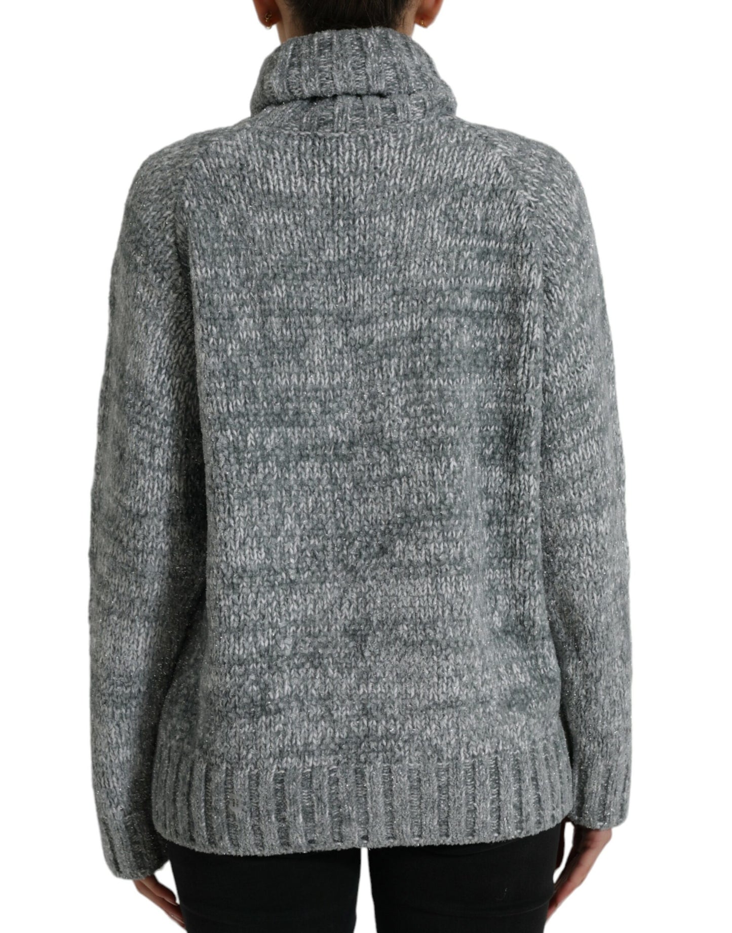 Elegante maglione dolcevita in misto cashmere grigio