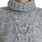 Elegante maglione dolcevita in misto cashmere grigio