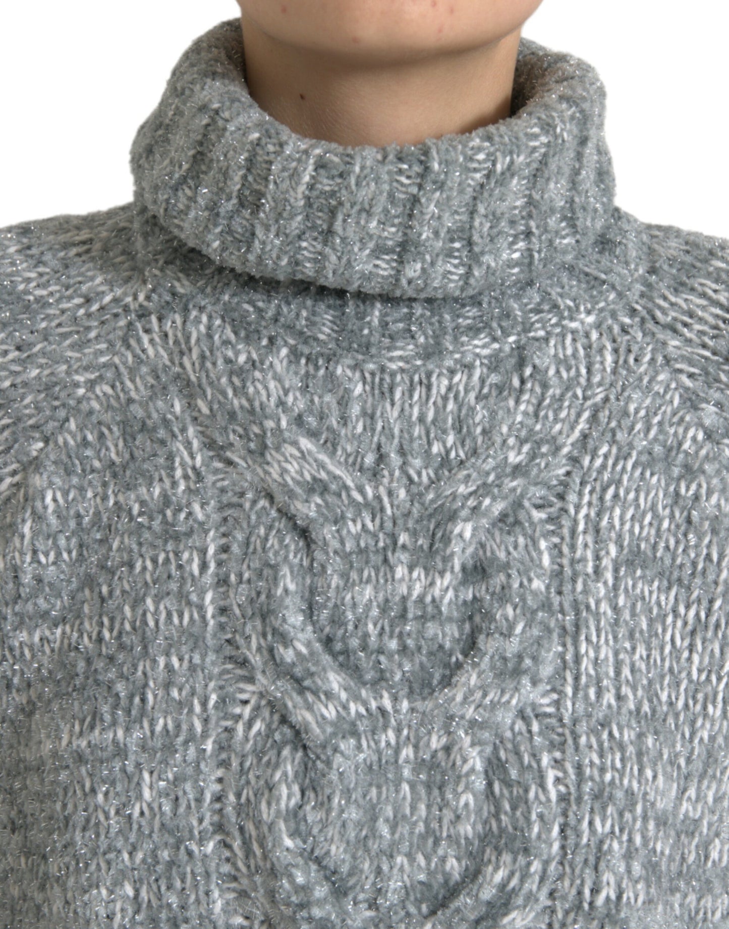 Elegante maglione dolcevita in misto cashmere grigio