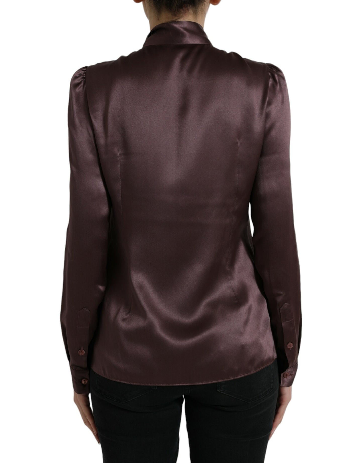 Elegante camicetta in seta con colletto ascot