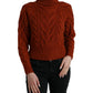 Elegante maglione dolcevita marrone in lana