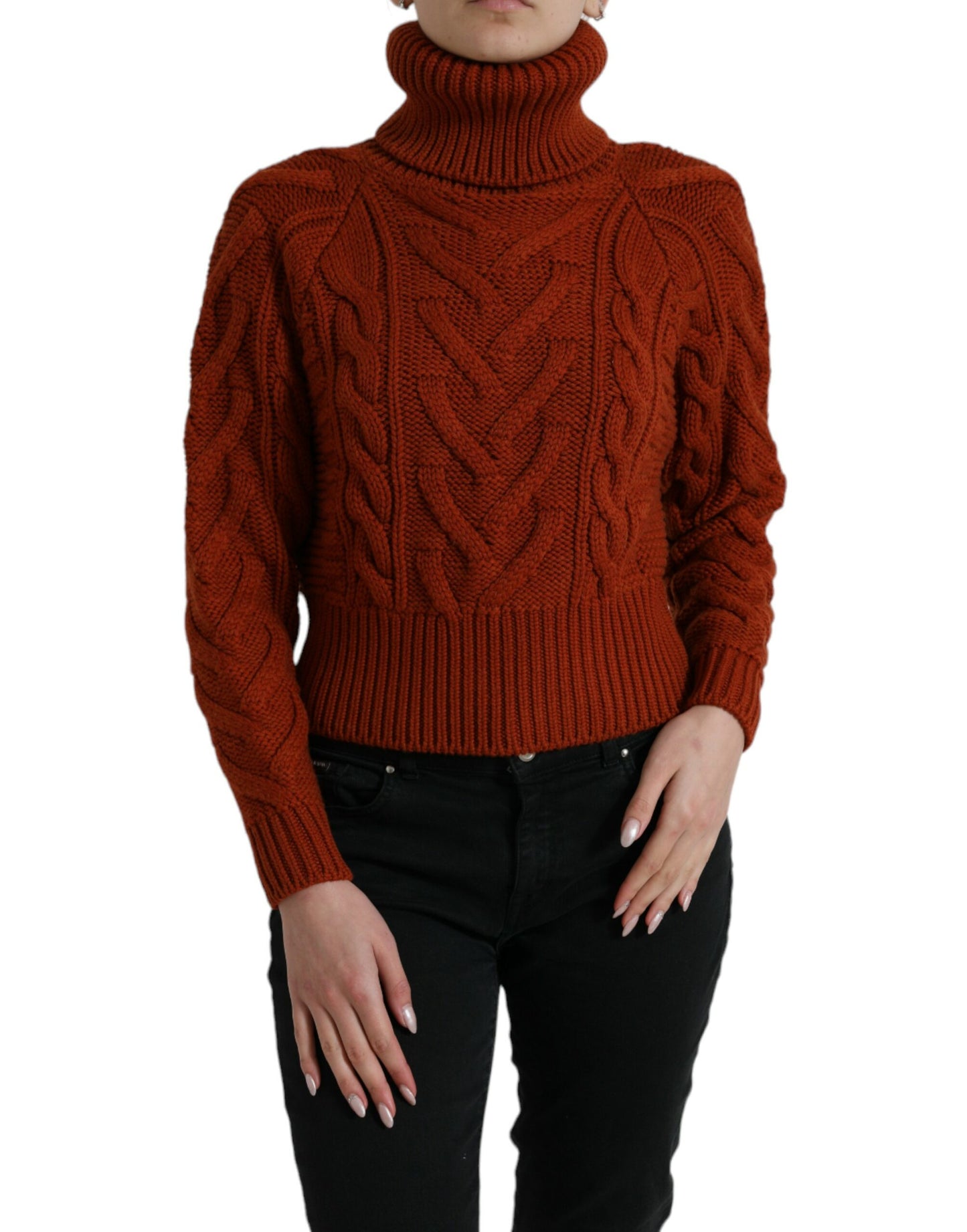 Elegante maglione dolcevita marrone in lana