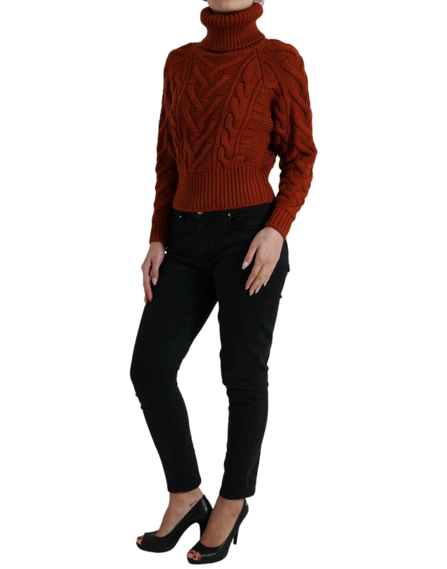 Elegante maglione dolcevita marrone in lana