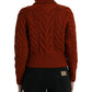 Elegante maglione dolcevita marrone in lana