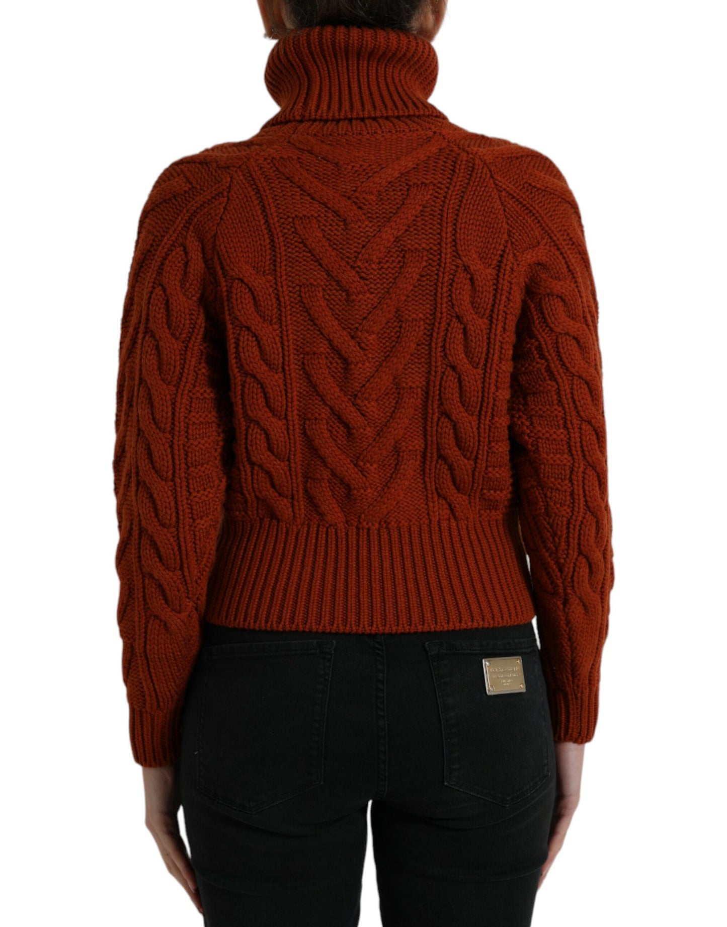 Elegante maglione dolcevita marrone in lana