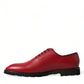 Elegant Red Leather Oxford Dress Shoes