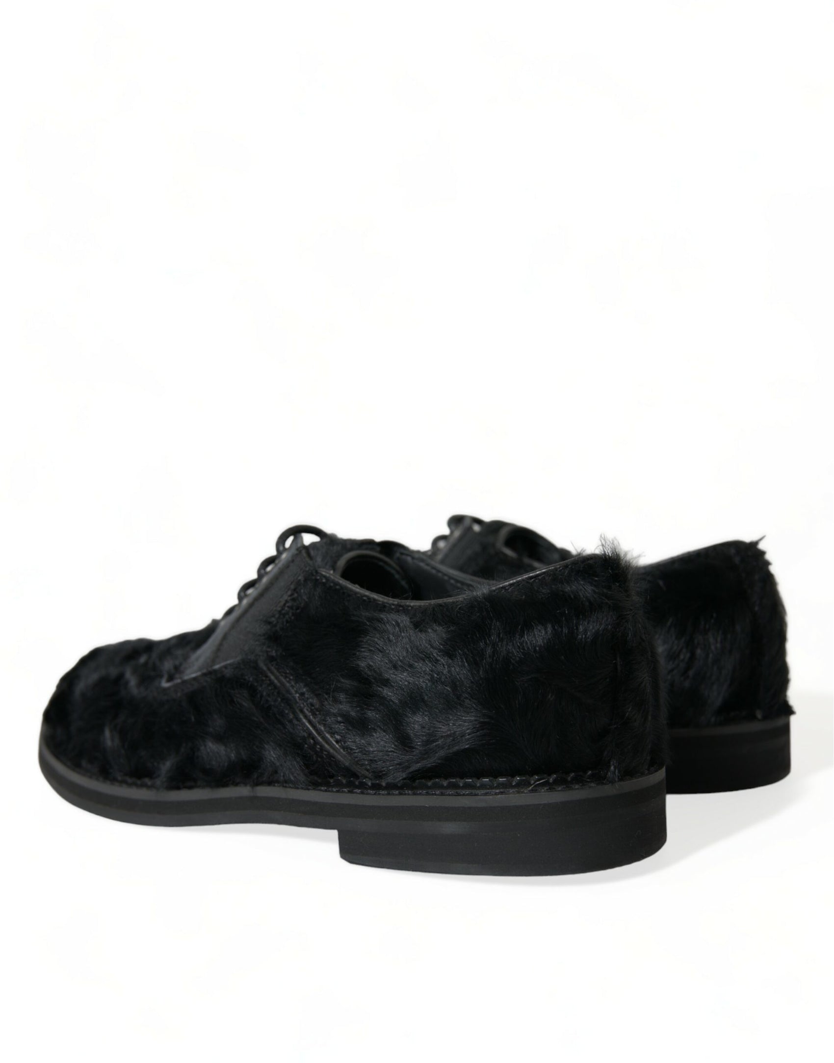 Eleganti scarpe da sera Derby in pelliccia nera per uomo