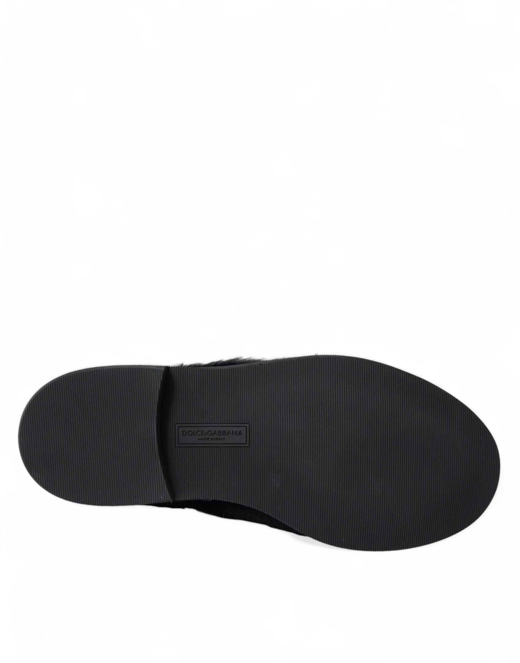 Eleganti scarpe da sera Derby in pelliccia nera per uomo