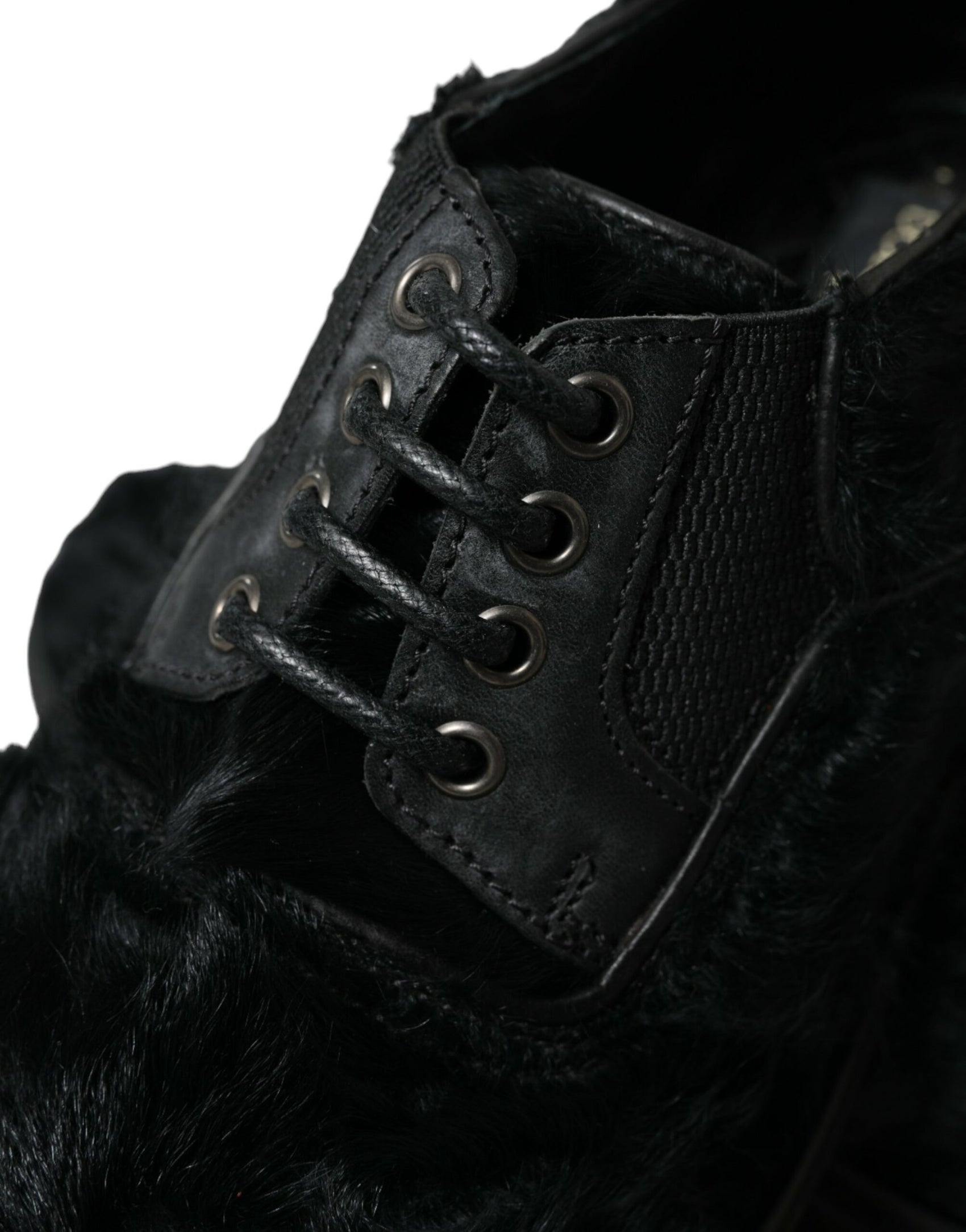 Eleganti scarpe da sera Derby in pelliccia nera per uomo