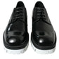 Sophisticated Black and White Leather Derby Shoes