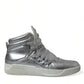 Silver Leather High-Top Sneakers