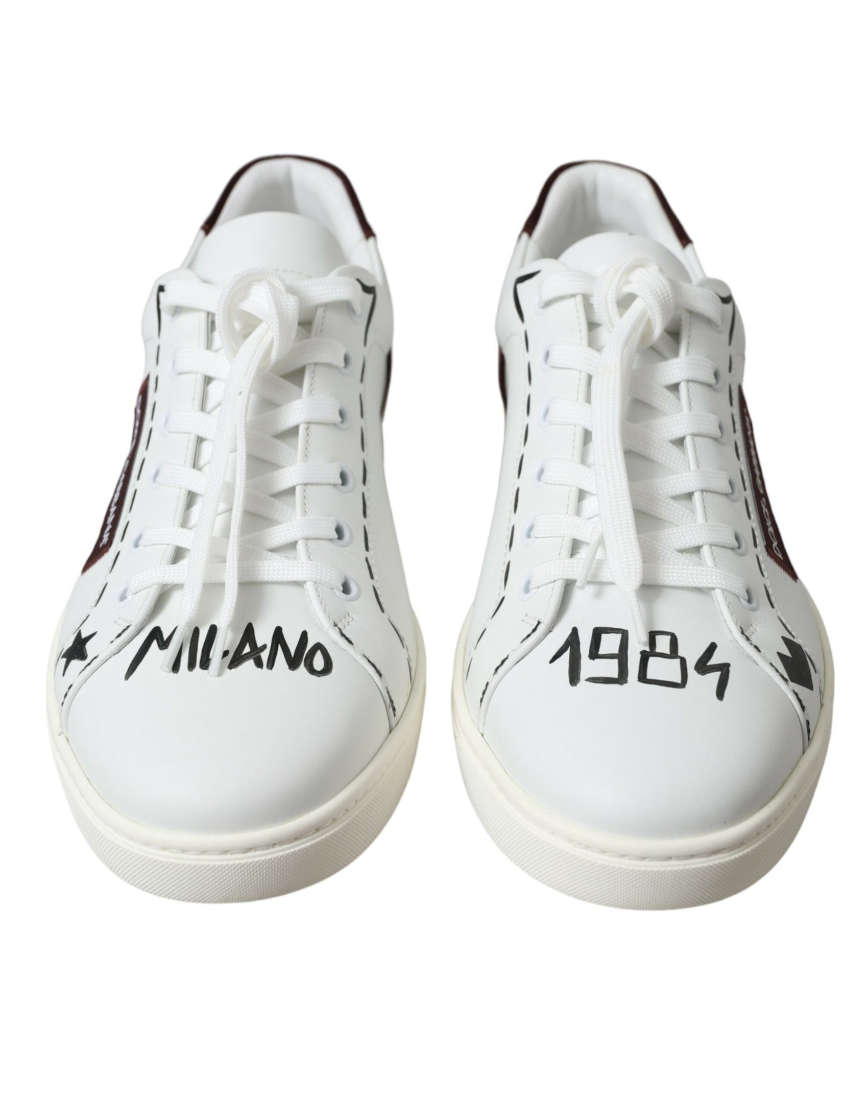 Sneakers basse esclusive bianche bordeaux