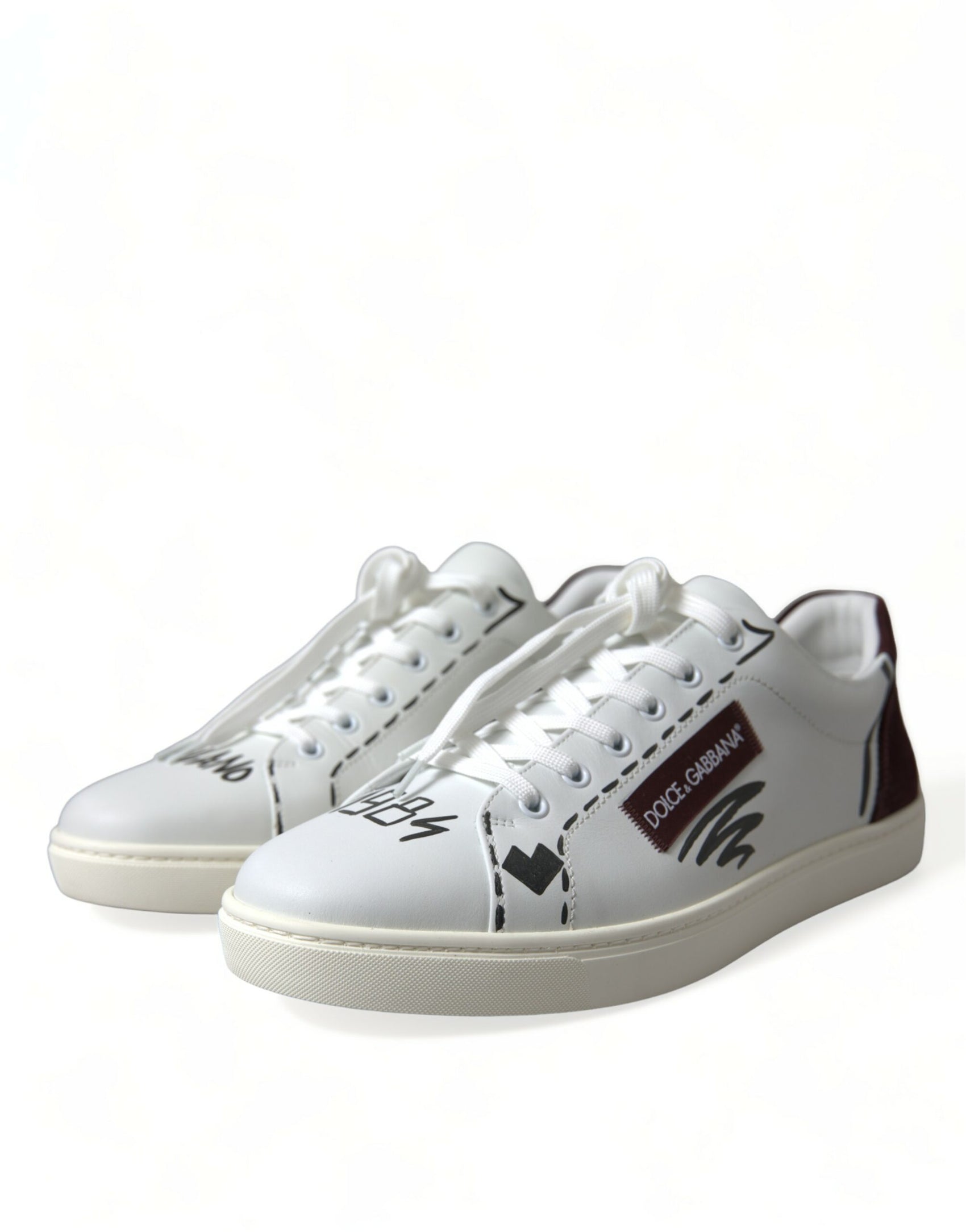 Sneakers basse esclusive bianche bordeaux