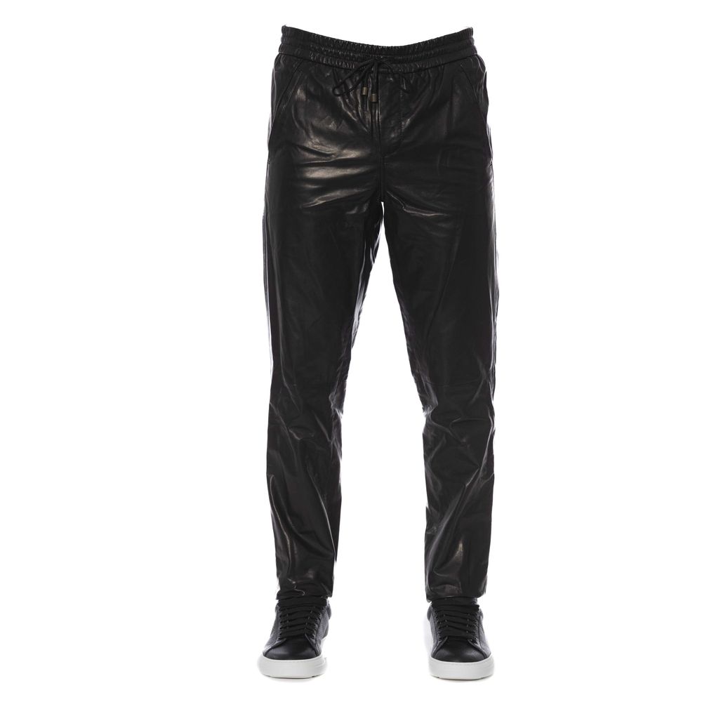 Pantaloni da uomo in pelle nera