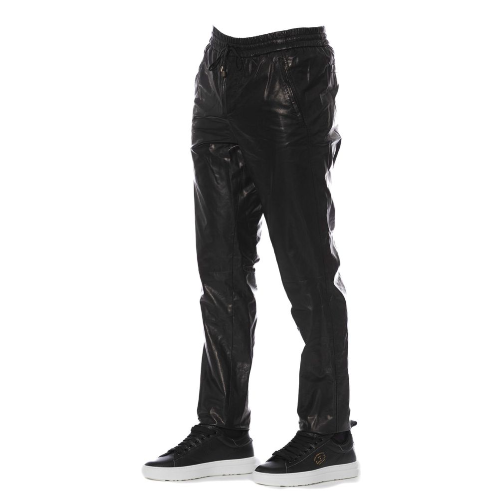 Schwarze Herrenhose aus Leder