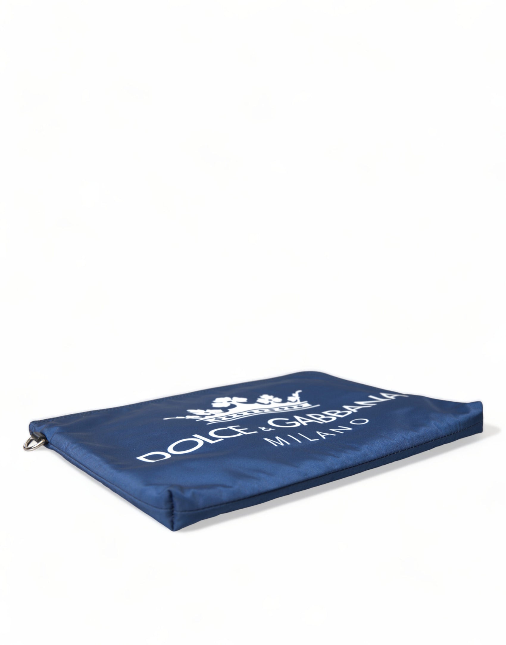 Elegante pochette in nylon blu con cerniera