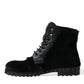 Elegant Black Calf Leather Lace-Up Boots