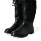 Elegante schwarze Shearling-Stiefel mit halbhoher Sohle