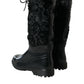 Elegante schwarze Shearling-Stiefel mit halbhoher Sohle