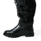 Elegante schwarze Shearling-Stiefel mit halbhoher Sohle