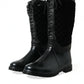 Elegant Quilted Lace-Up Rain Boots