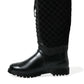 Elegant Quilted Lace-Up Rain Boots