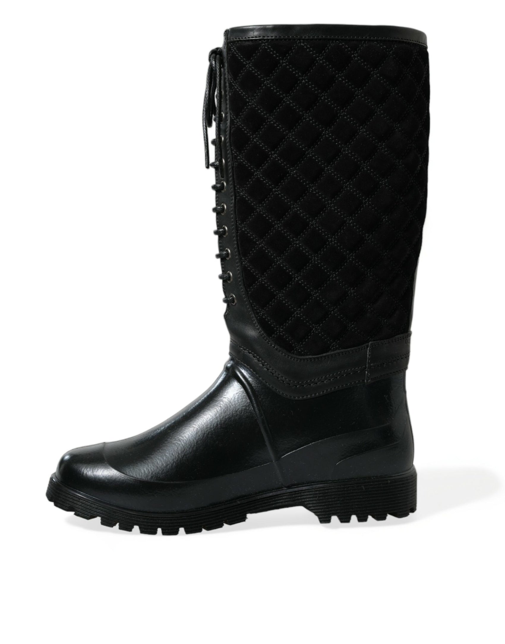Elegante gesteppte Gummistiefel mit Schnürung