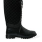 Elegant Quilted Lace-Up Rain Boots