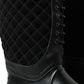 Elegant Quilted Lace-Up Rain Boots