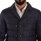 Elegant Dark Blue Silk Blend Jacket