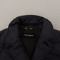 Elegant Dark Blue Silk Blend Jacket