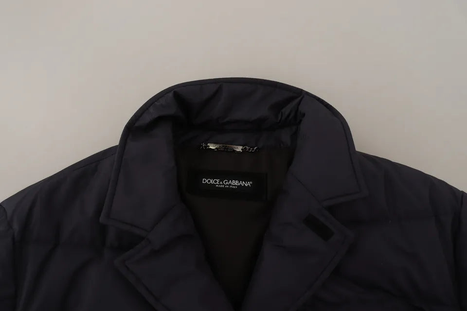 Elegante giacca in misto seta blu scuro