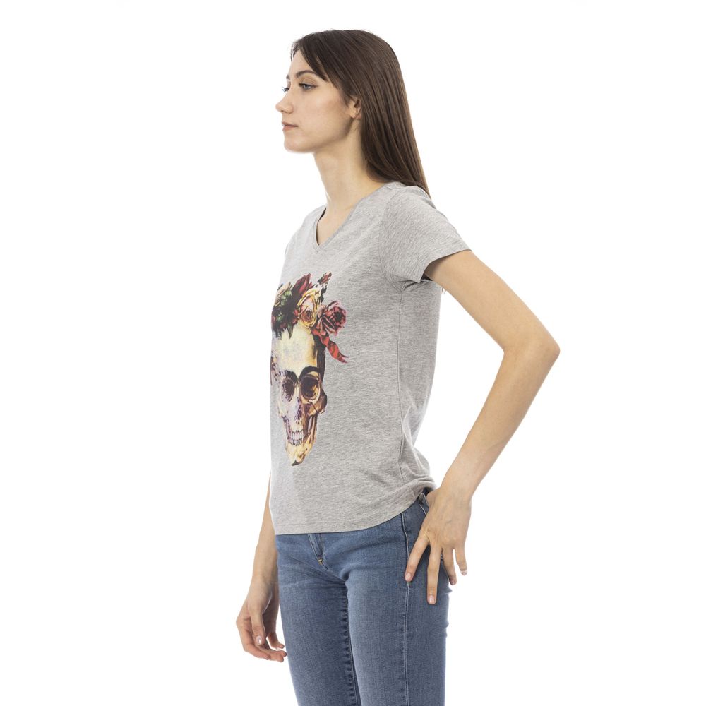 Graues Baumwolltop für Damen