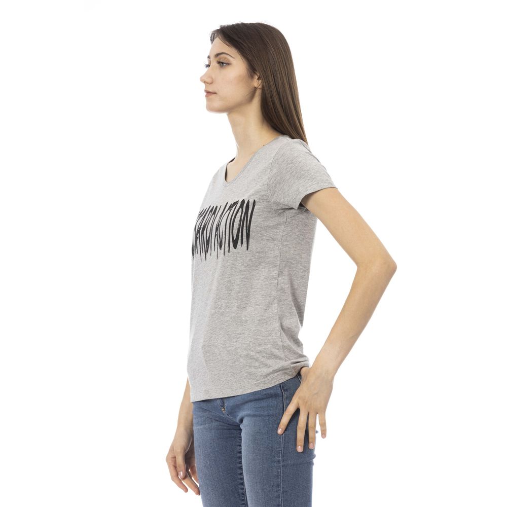 Graues Damen-T-Shirt aus Baumwolle