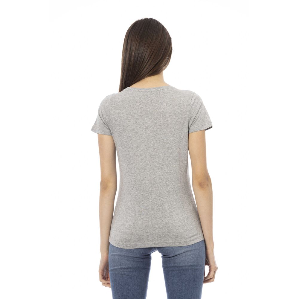 Graues Damen-T-Shirt aus Baumwolle