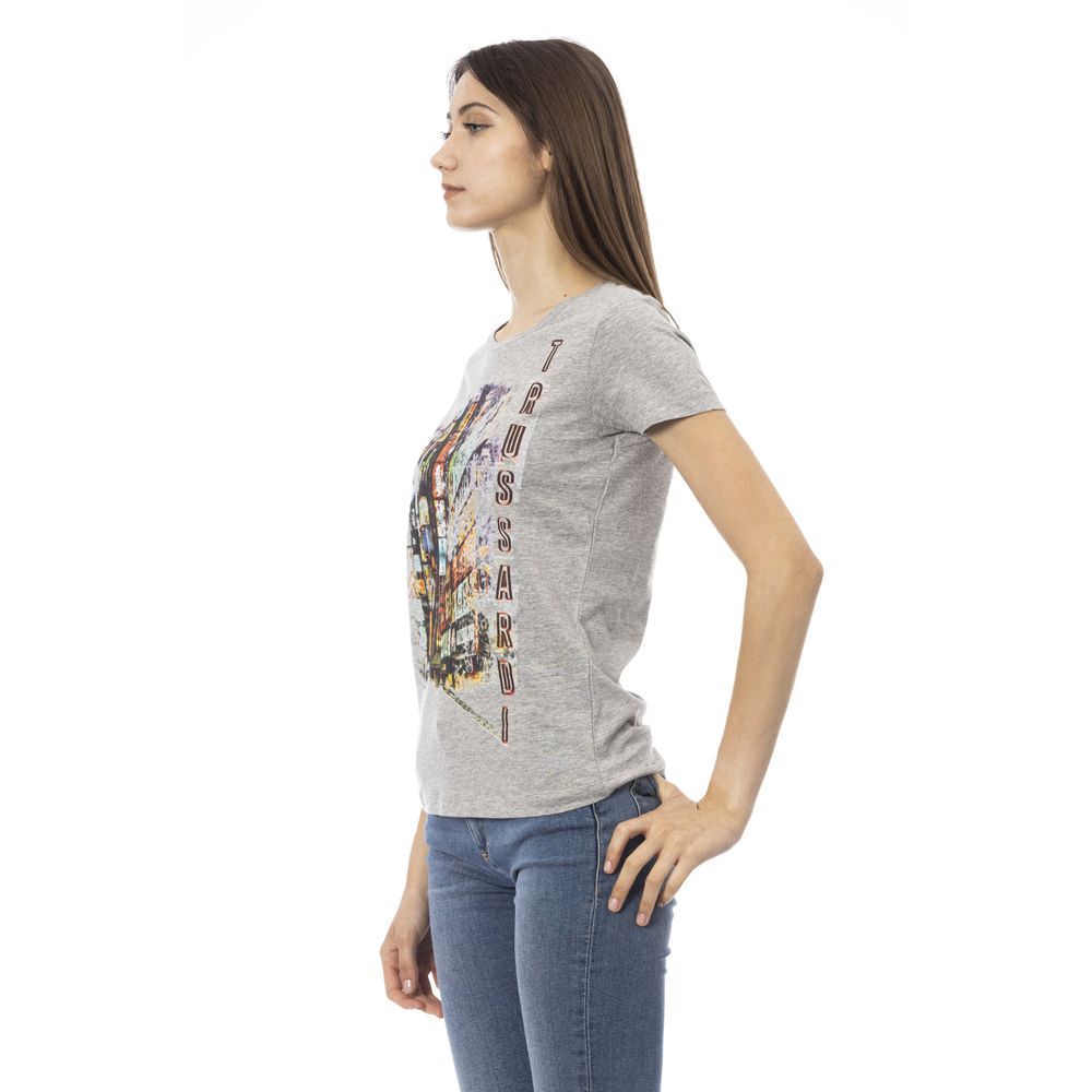 Graues Damen-T-Shirt aus Baumwolle