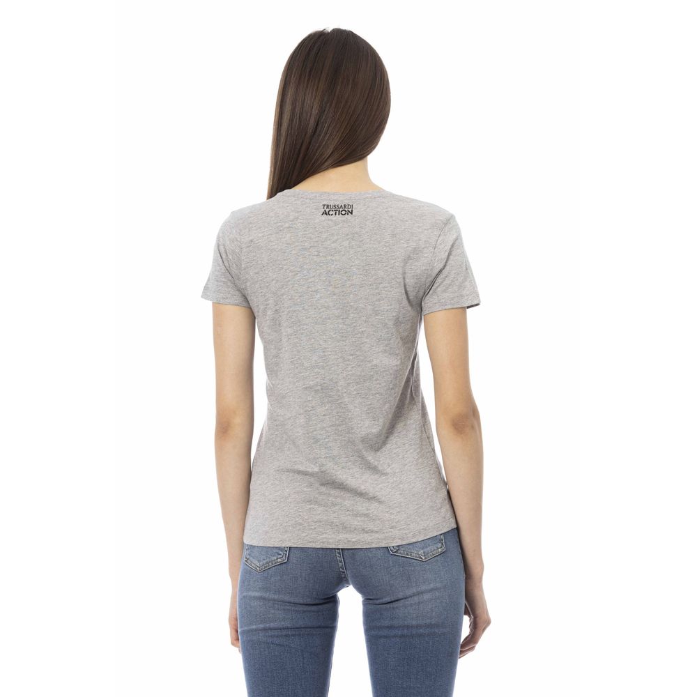 Graues Damen-T-Shirt aus Baumwolle
