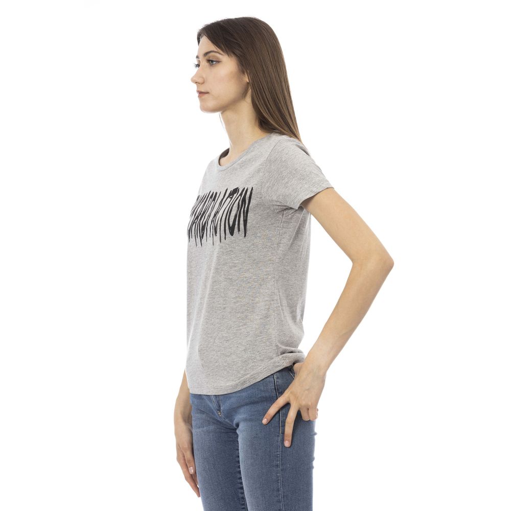 Graues Damen-T-Shirt aus Baumwolle
