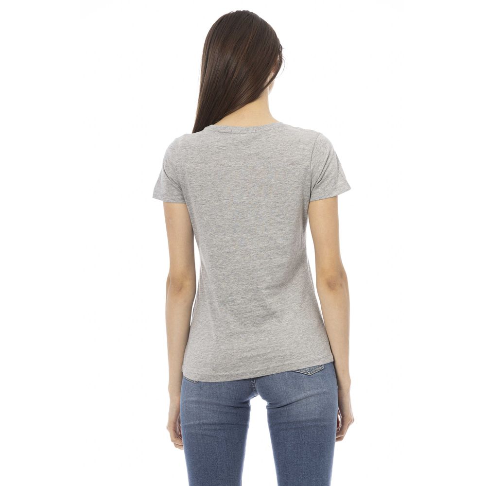 Graues Damen-T-Shirt aus Baumwolle