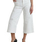 Eleganti jeans bianchi a vita media in denim cropped