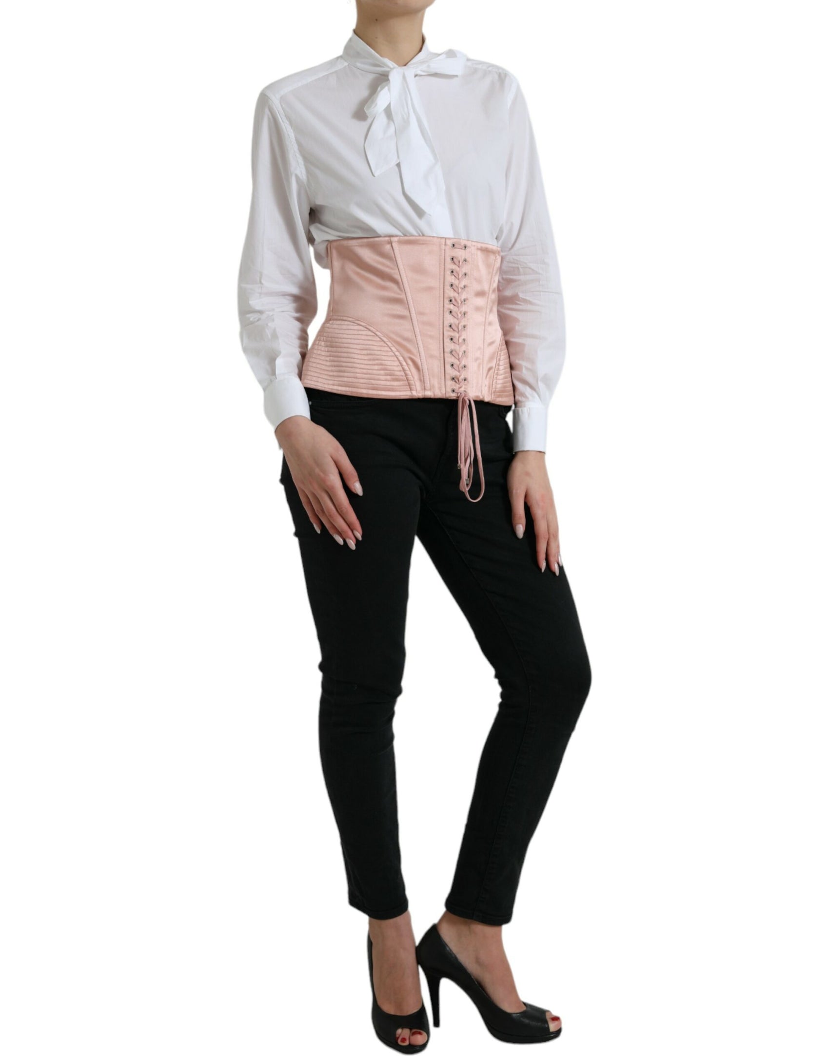 Elegante cintura corsetto con lacci rosa
