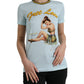 Elegante T-shirt in cotone azzurro chiaro