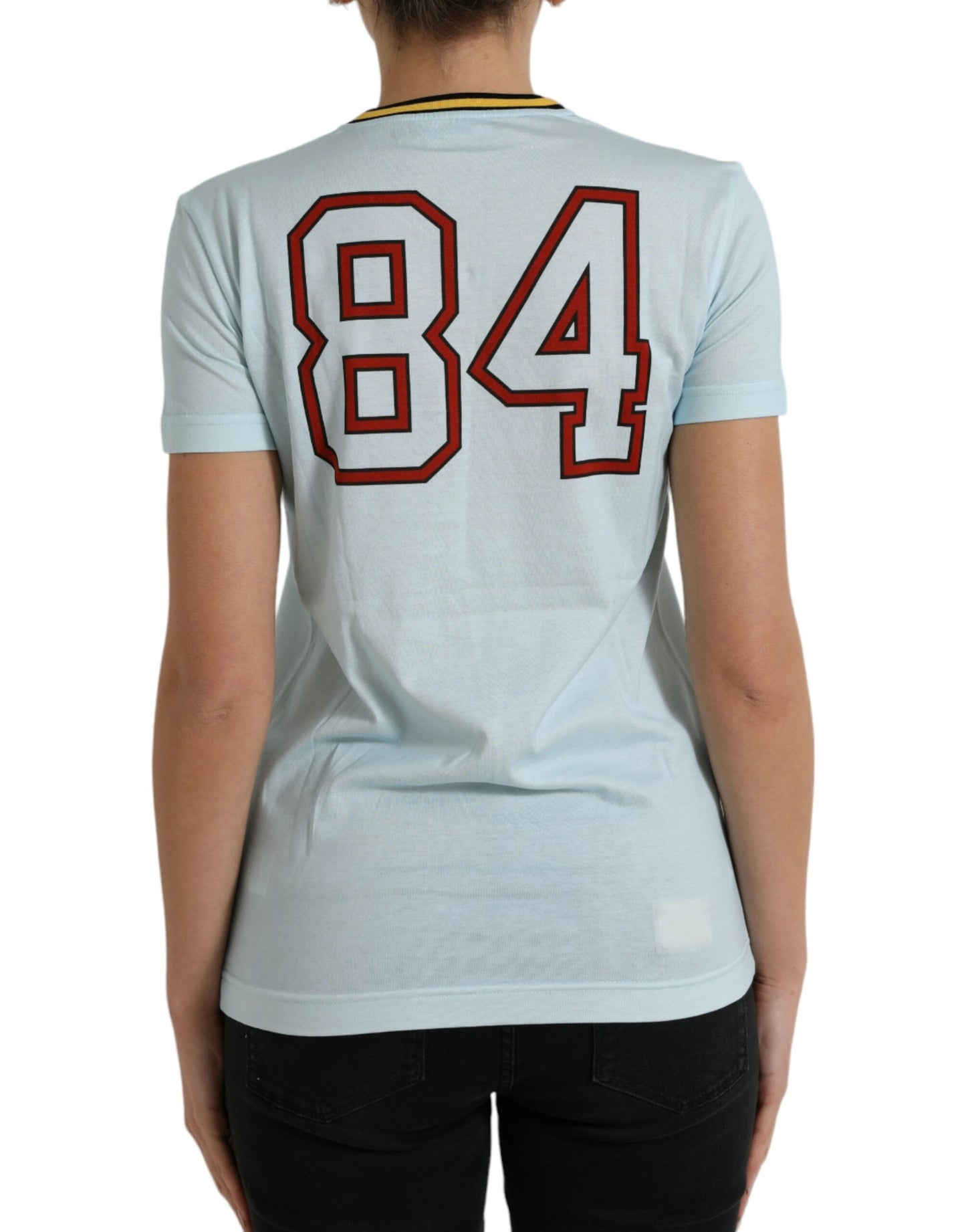 Elegante T-shirt in cotone azzurro chiaro