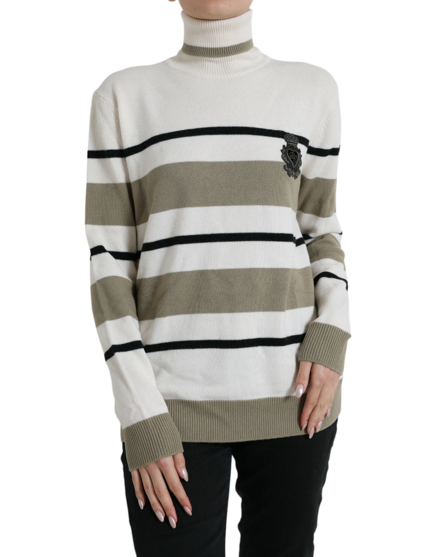 Maglione dolcevita in lana a righe italiane