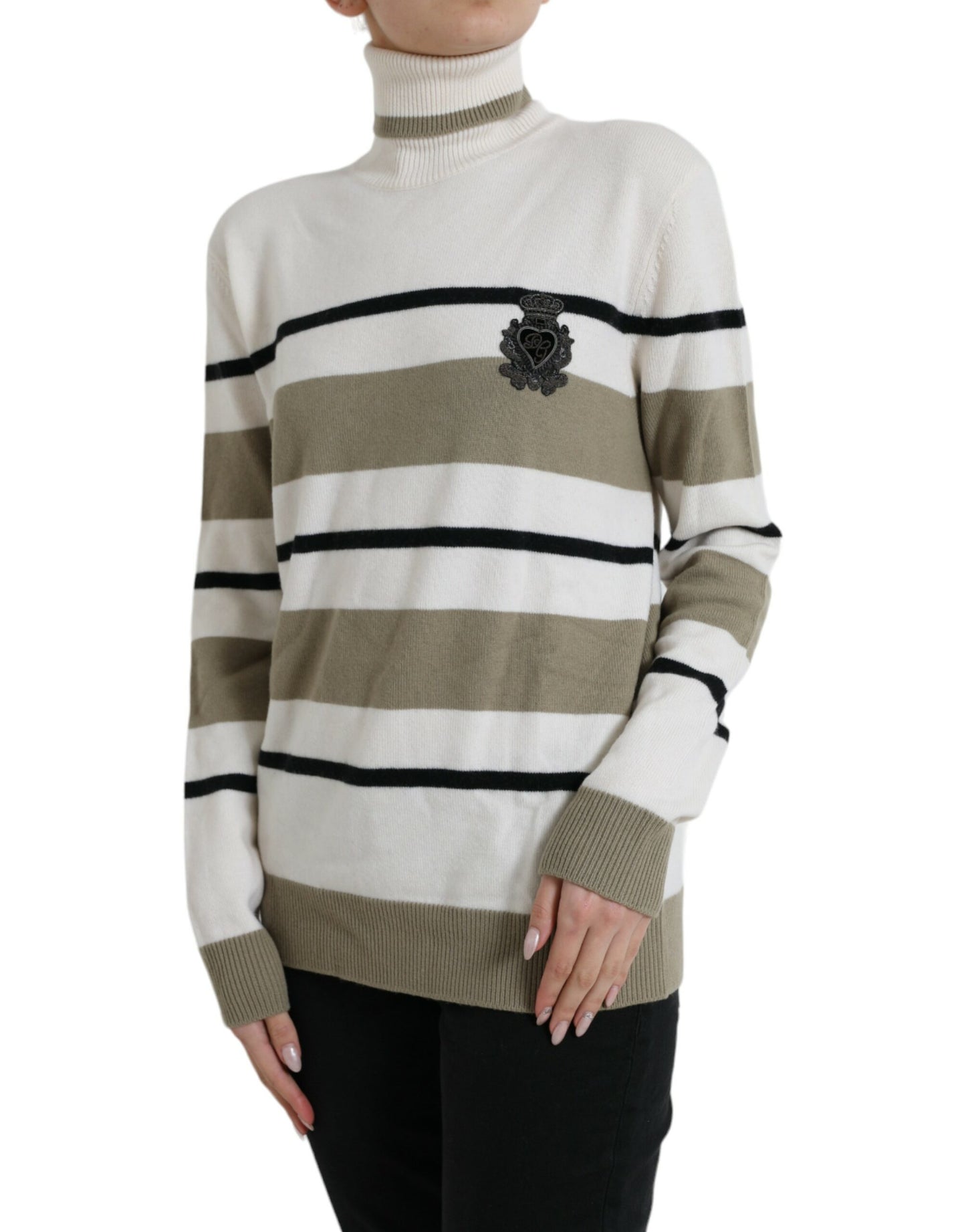 Maglione dolcevita in lana a righe italiane